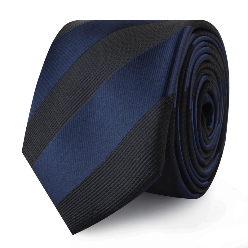 Indigo Blue-Black Striped Skinny Tie | Mens Pattern Slim Ties Neckties ...