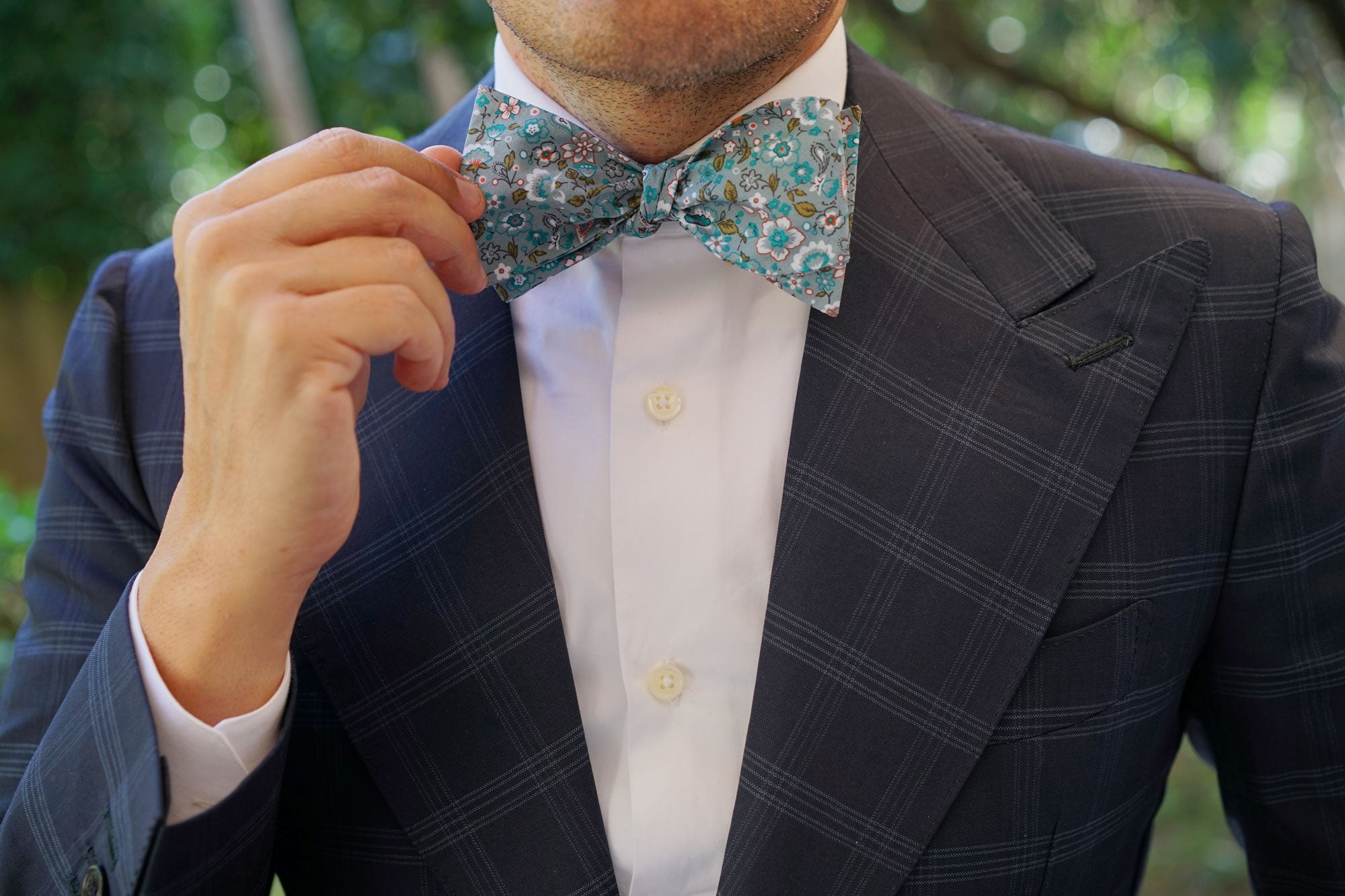 Japanese Sage Green Floral Self Bow Tie | Men's Wedding Untied Bowties ...