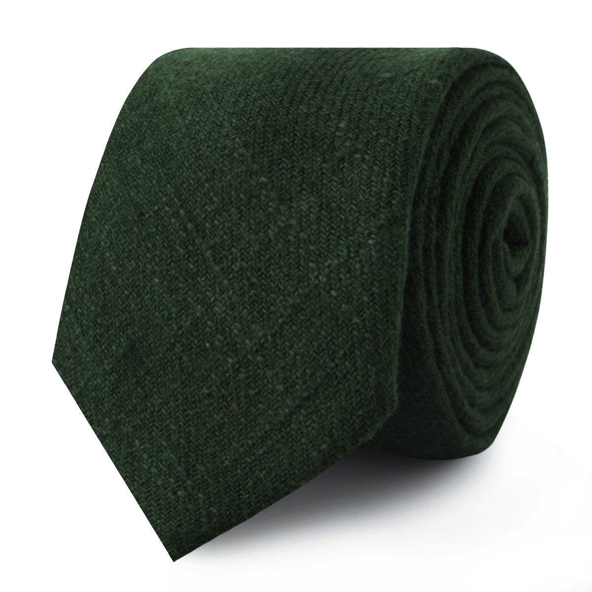 Juniper Green Linen Skinny Tie | Wedding Mens Slim Ties | OTAA