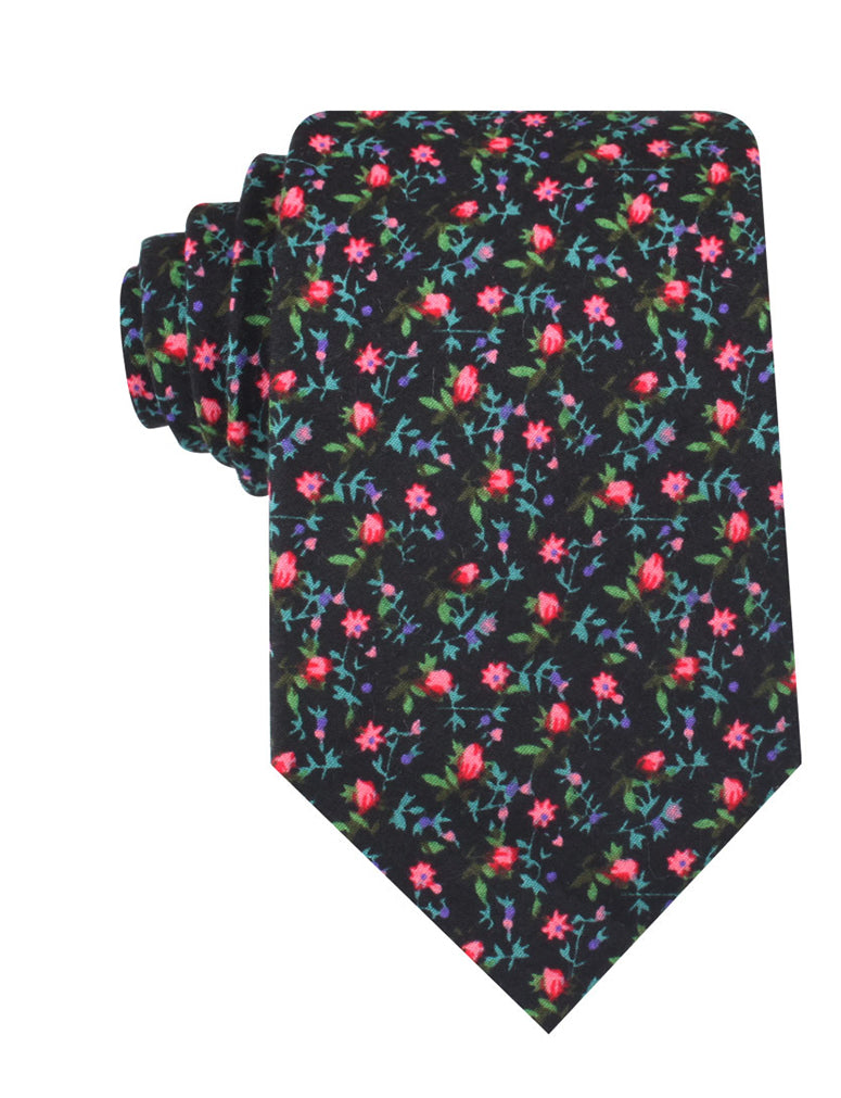 Kenrokuen Japanese Flower Necktie | Men's Black Floral Ties Australia ...