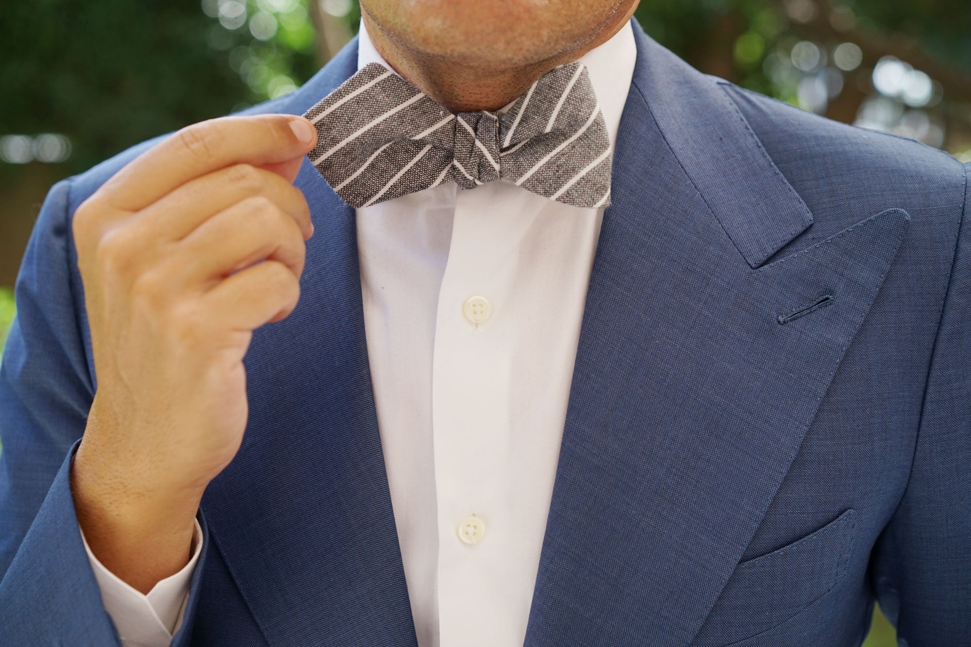 Kettle Linen Black Pinstripe Diamond Self Bow Tie | Self-Tied Bowties ...