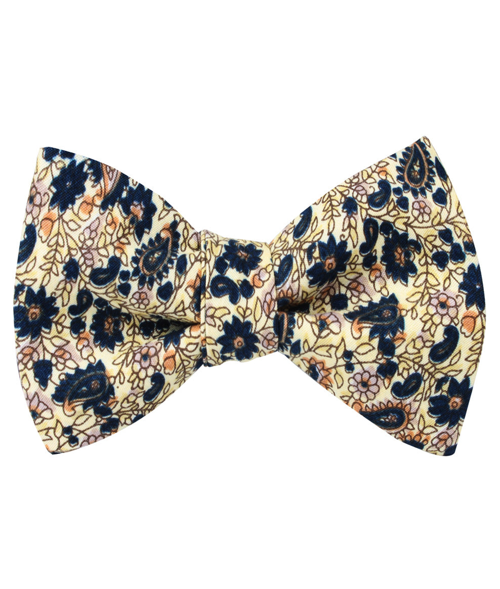 Keukenhof Floral Self Bow Tie | Yellow Flower Wedding Self-Tied Bowtie ...