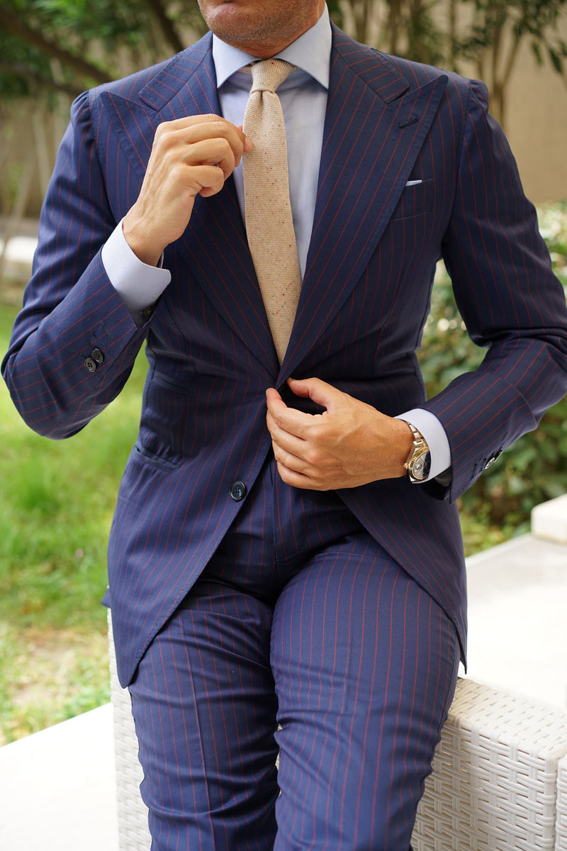Khaki Sharkskin Fabric Skinny Tie | Slim Ties Thin Neckties Necktie | OTAA