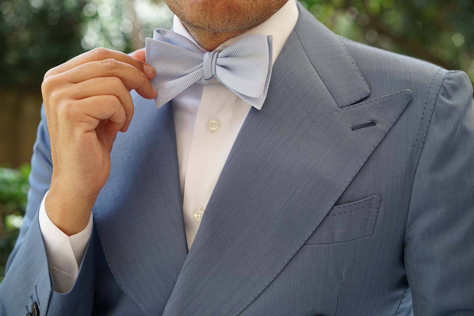 Light Blue and White Pinstripes Cotton Self Tie Bow Tie | Mens Bowties ...