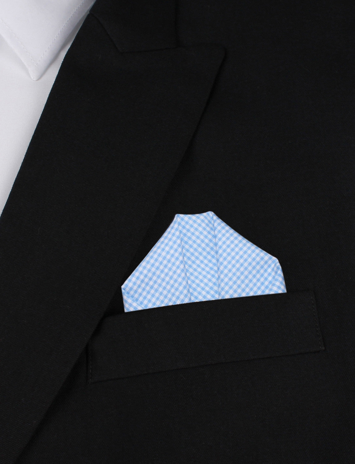Light Blue Gingham Cotton Pocket Square | Men's Handkerchief | OTAA