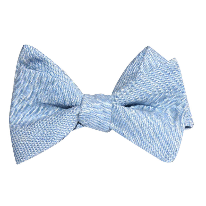 Light Blue Linen Chambray Self Tie Bow Tie | Wedding Self-Tied Bowties ...
