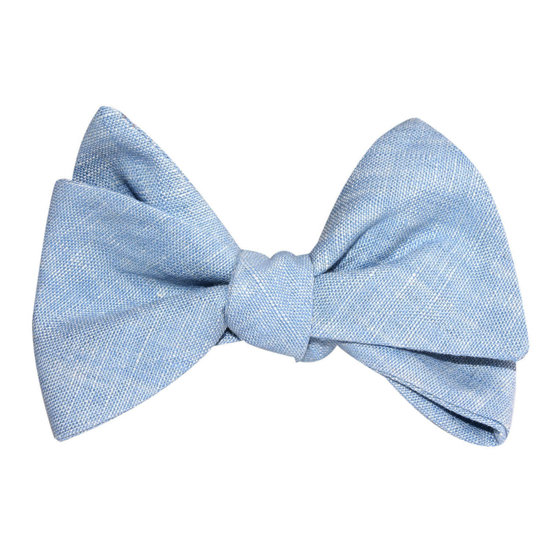 Light Blue Linen Chambray Self Tie Bow Tie | Untied Ties Bowties Bowtie ...