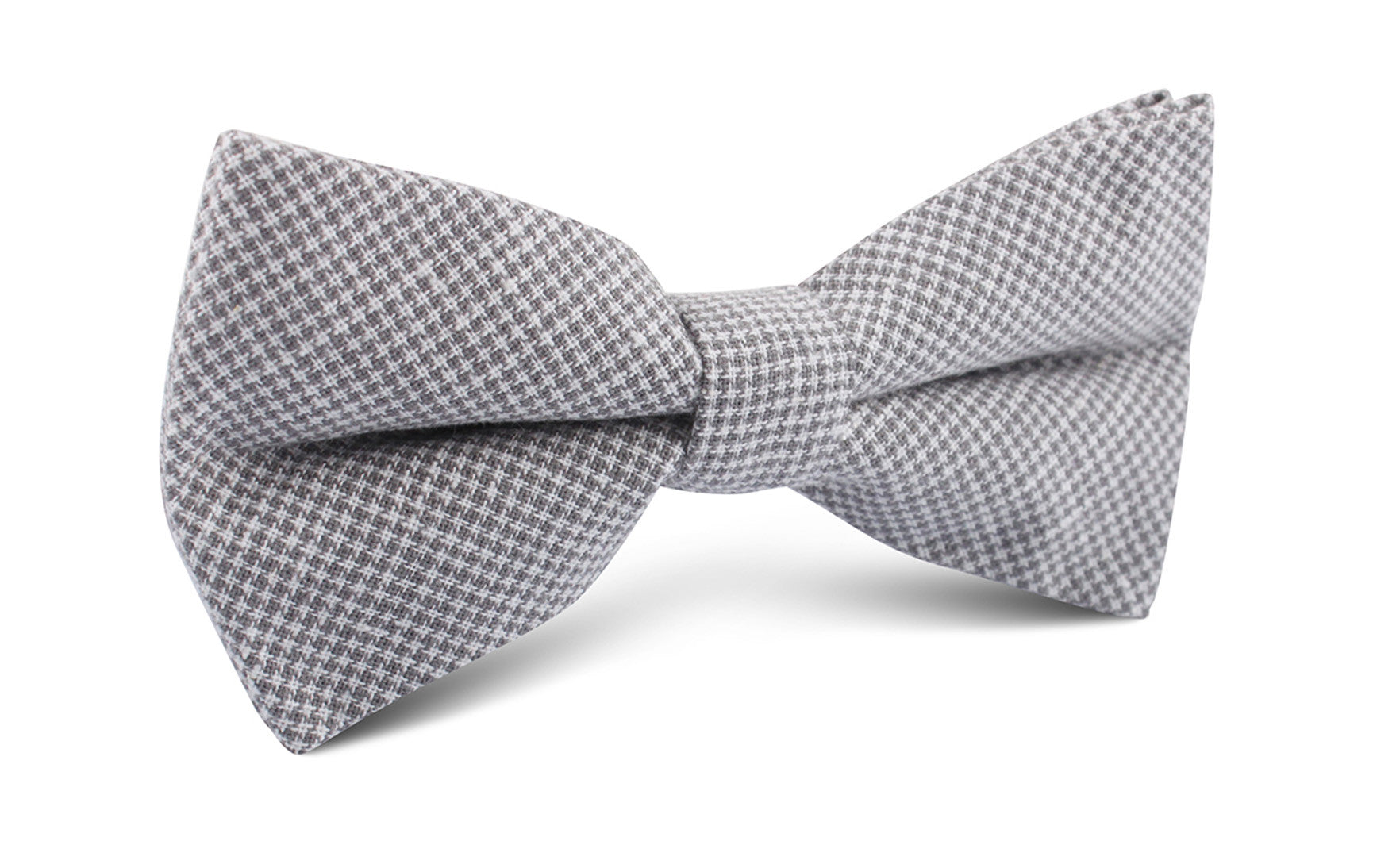 Light Grey Houndstooth Linen Bow Tie | Gray Patterned Pre-Tied Bowties ...