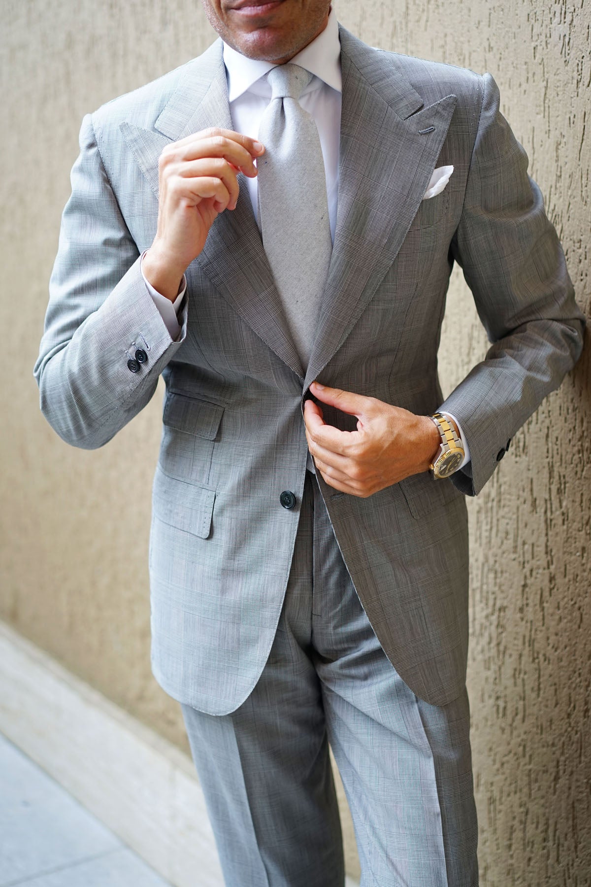 Light Grey Twill Stripe Linen Necktie | Men's Gray Tie | Business Ties ...