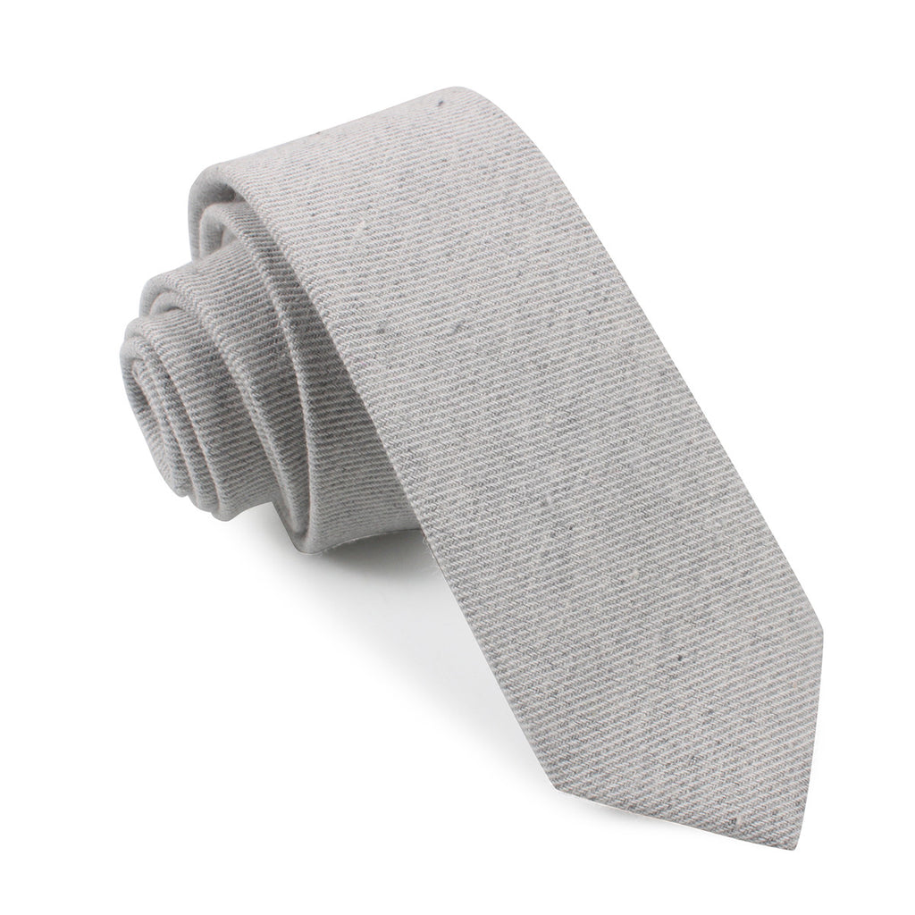 Light Grey Twill Stripe Linen Skinny Tie | Slim Thin Ties Neckties ...