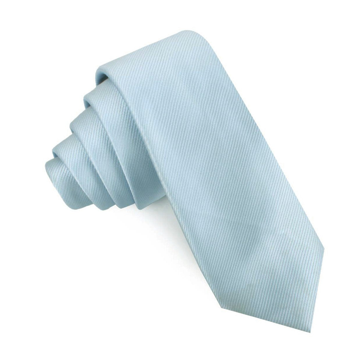 Light Silver Sage Twill Skinny Tie | Wedding Blue Thin Slim Ties | OTAA