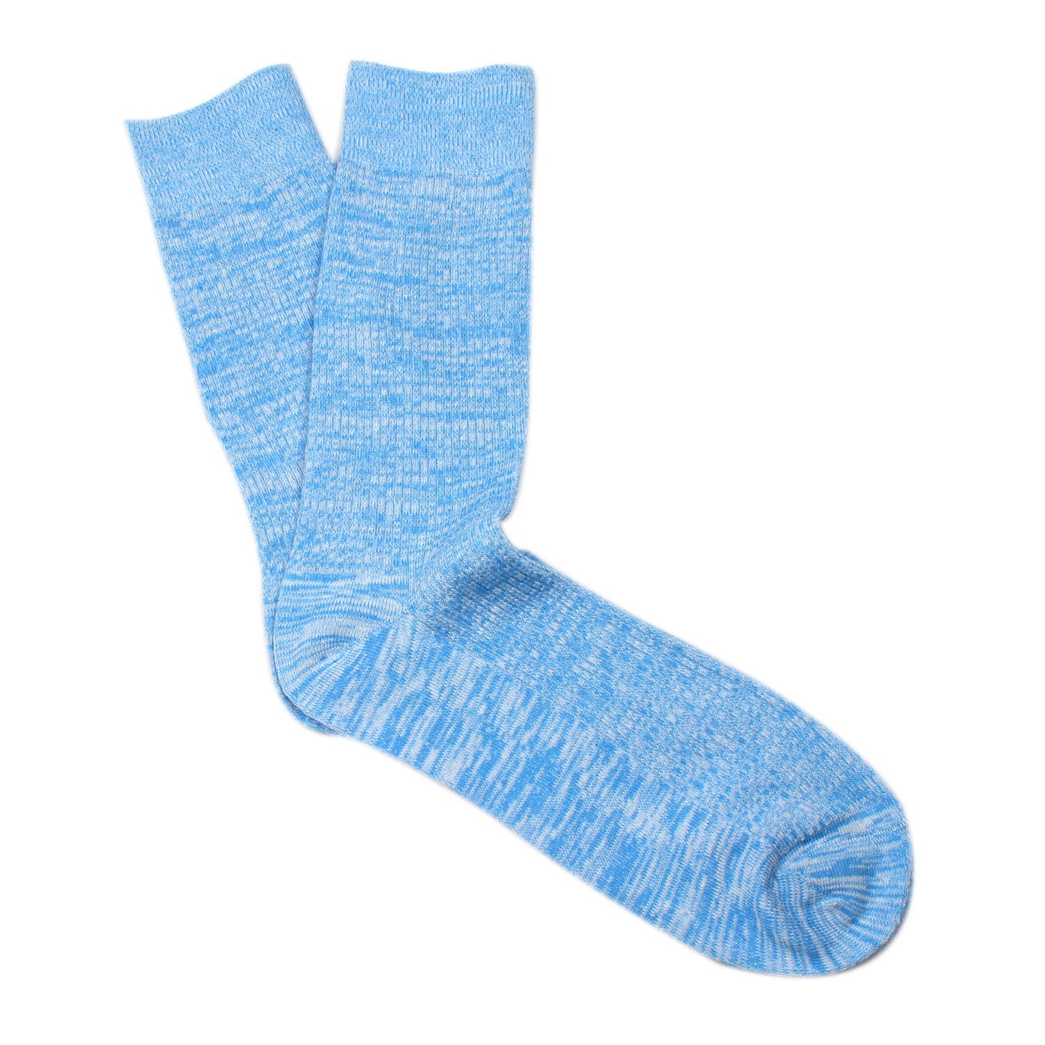 Light Sky Blue with White Cotton-Blend Socks | Mens Happy Crew Socks | OTAA
