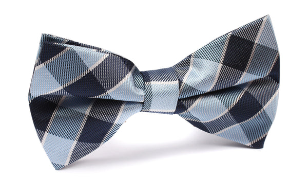 Light and Navy Blue Checkered Bow Tie | OTAA