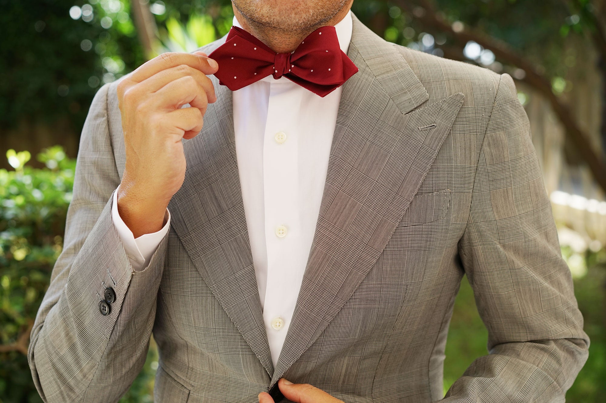 Maroon with White Polka Dots Self Tie Diamond Tip Bow Tie | Red Bowtie ...