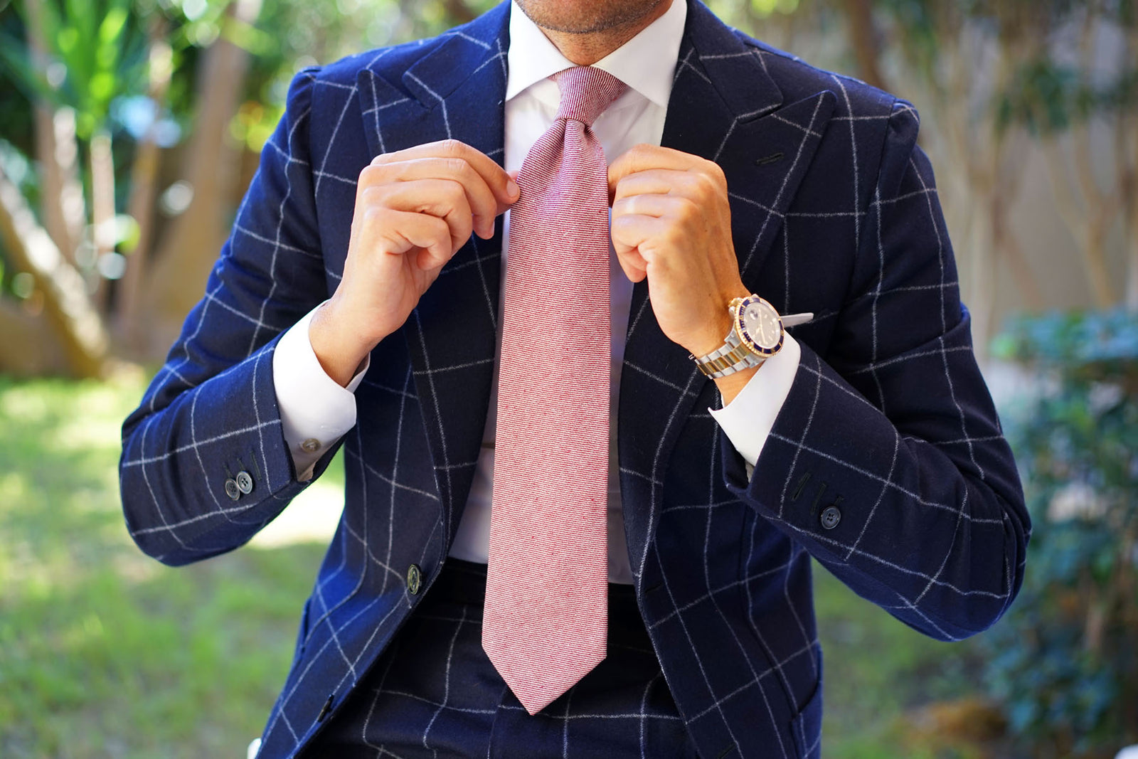 Maroon & White Twill Stripe Linen Necktie | Red Tie | Mens Casual Ties ...