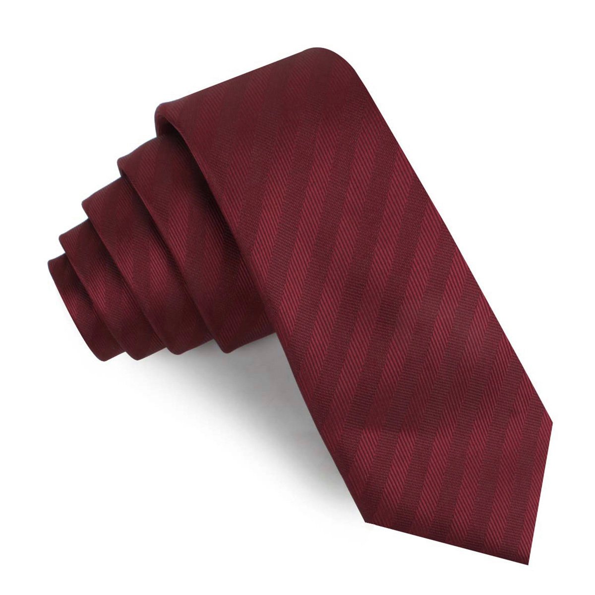Merlot Wine Striped Skinny Tie | Red Monochromatic Slim Ties Neckties ...