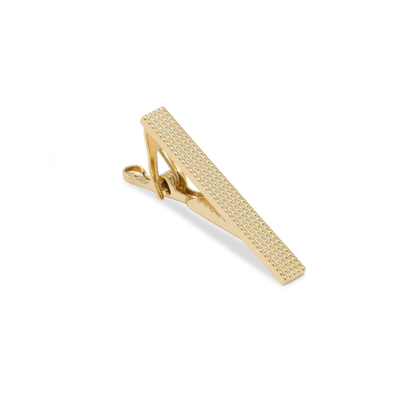 Mini Jay Gatsby Gold Tie Bar | Swank Engraved Grid Tie Clip & Tiepin | OTAA