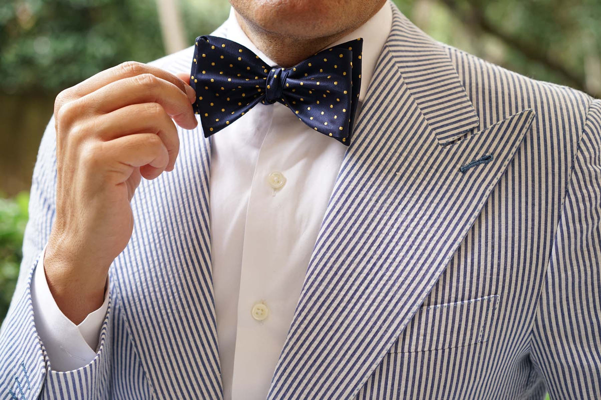 Mr Churchill Yellow Dots Self Bow Tie | Men's Polka Dot Untied Bowties ...