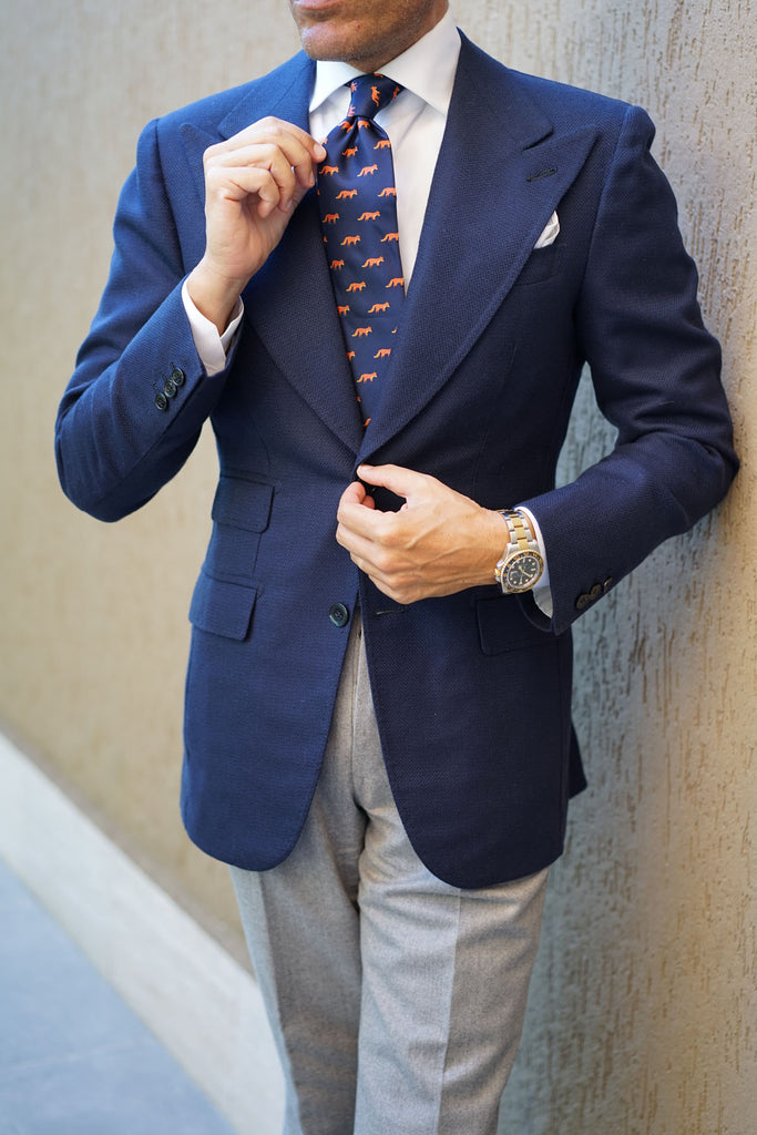 Mr Fox Tie | Navy Blue Animal Ties | Unique Neckties for Men Australia ...