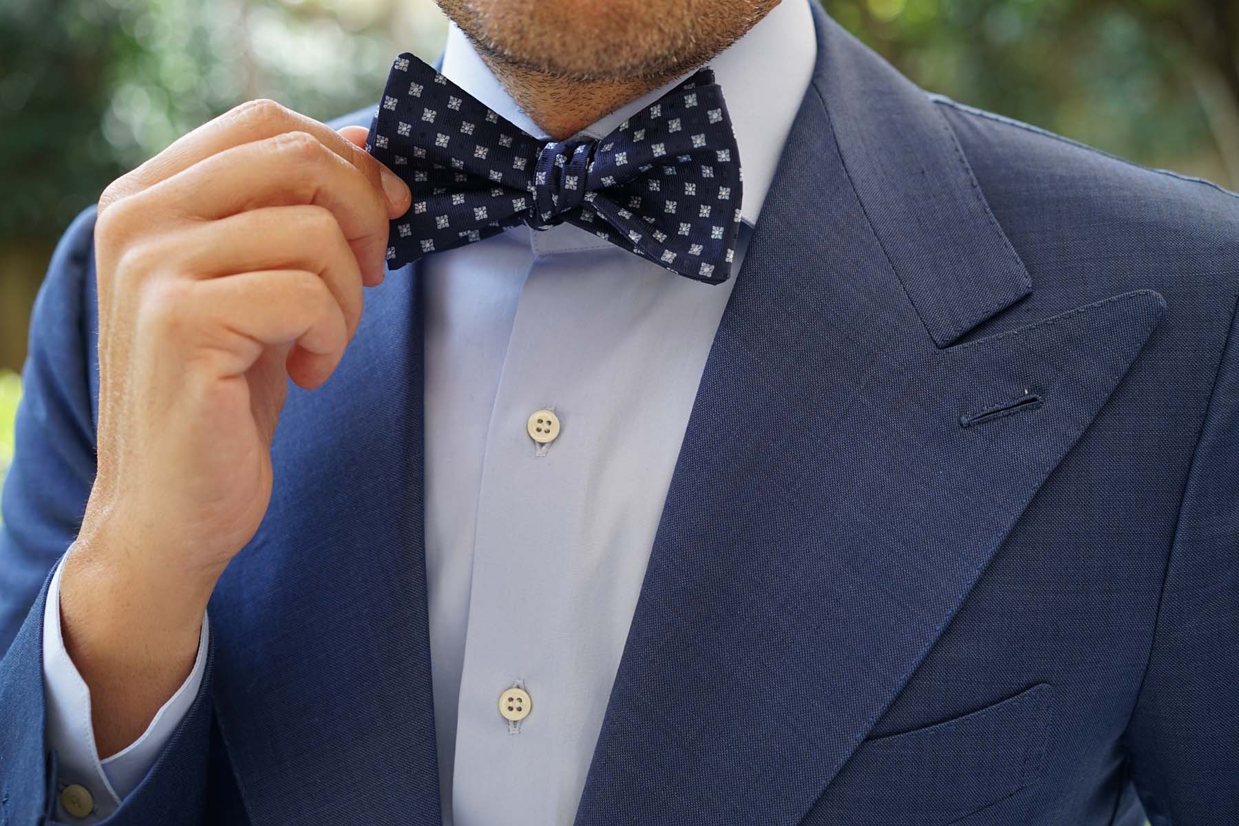Navy Blue Pattern Self-Tie Bow Ties | Geometric Untied Bowties for Men ...