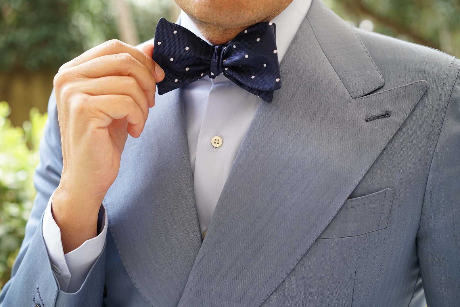 Navy Blue with White Polkadots - Bow Tie (Untied) | Self Tie, Untied ...