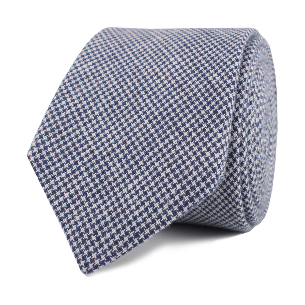 Navy Blue Houndstooth Linen Skinny Tie | Geometric Slim Ties Neckties ...