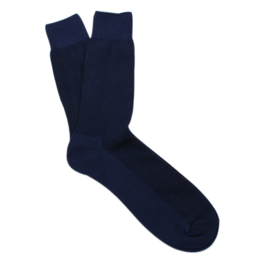 Navy Blue Textured Cotton-Blend Socks | Men's Solid Color Dress Socks ...