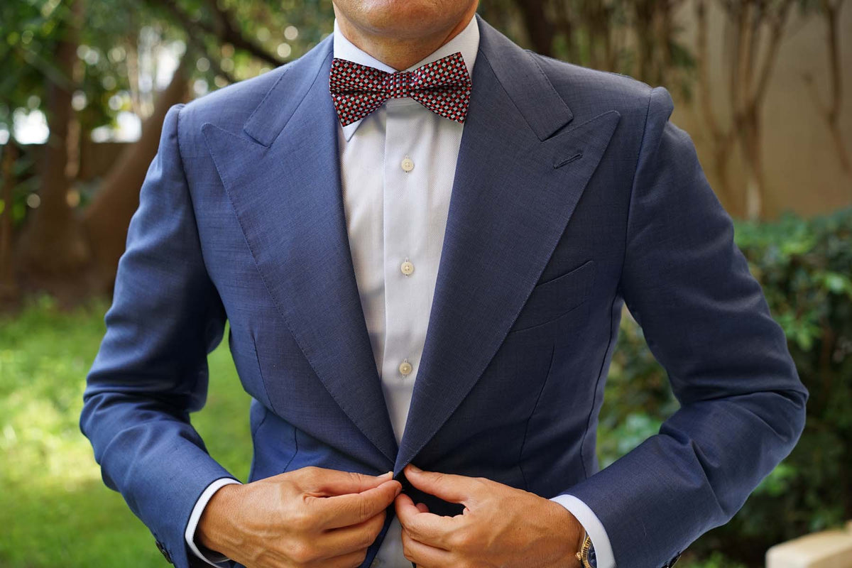 Navy Blue Red Checkered Bow Tie | Plaid Bowtie | Patterned Bow Ties AU ...
