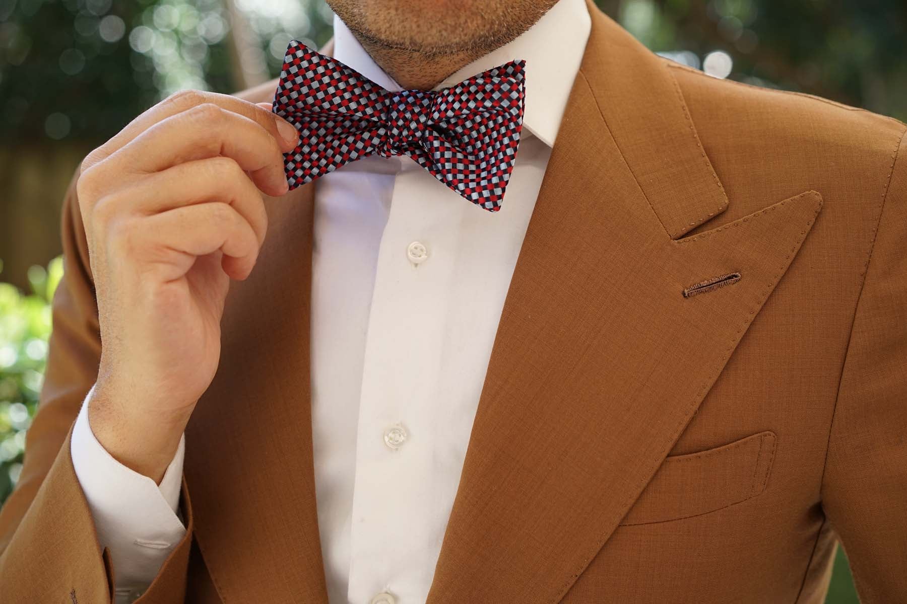 Navy and Light Blue Red Checkered Bow Tie Untied | Self-Tie Bowtie Man ...