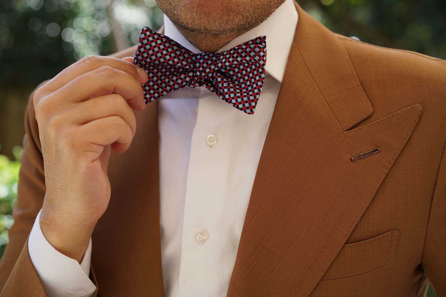 Navy and Light Blue Red Checkered Bow Tie Untied | Self-Tie Bowtie Man ...