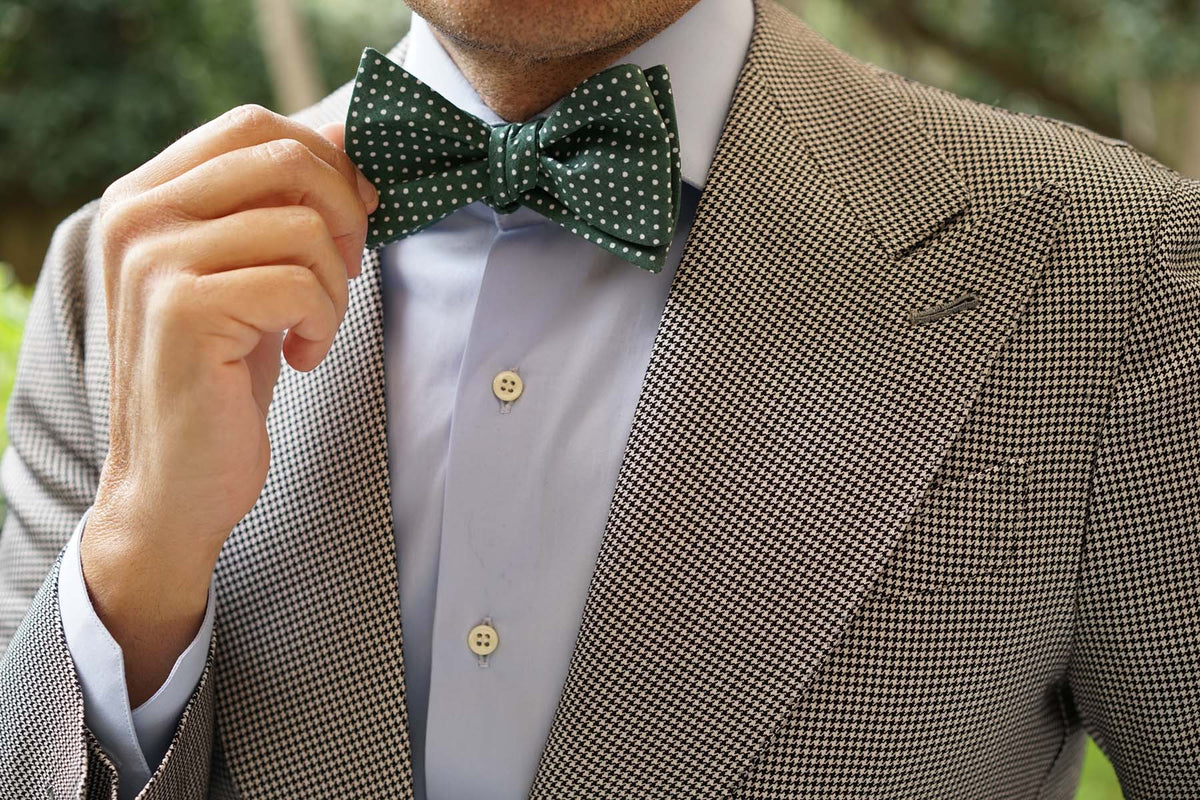 Olive Green Polka Dot Cotton Self Bow Tie | Wedding Suit Untied Bowtie ...