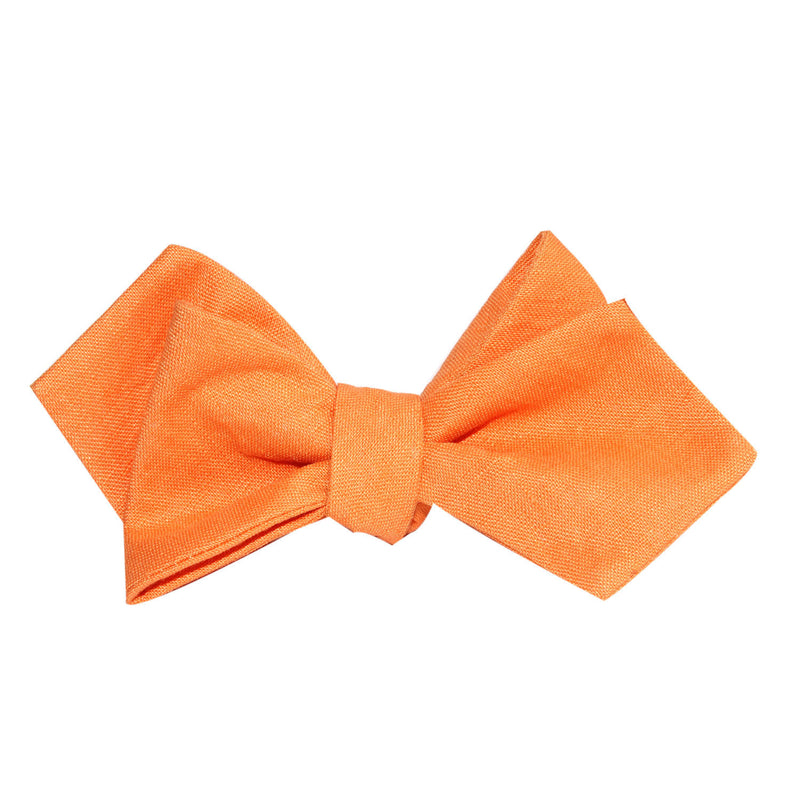 Orange Amber Slub Linen Self Tie Diamond Tip Bow Tie | Apricot Bowties ...