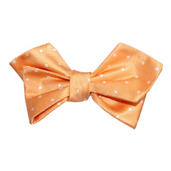 Orange with White Polka Dots Self Tie Diamond Tip Bow Tie 1