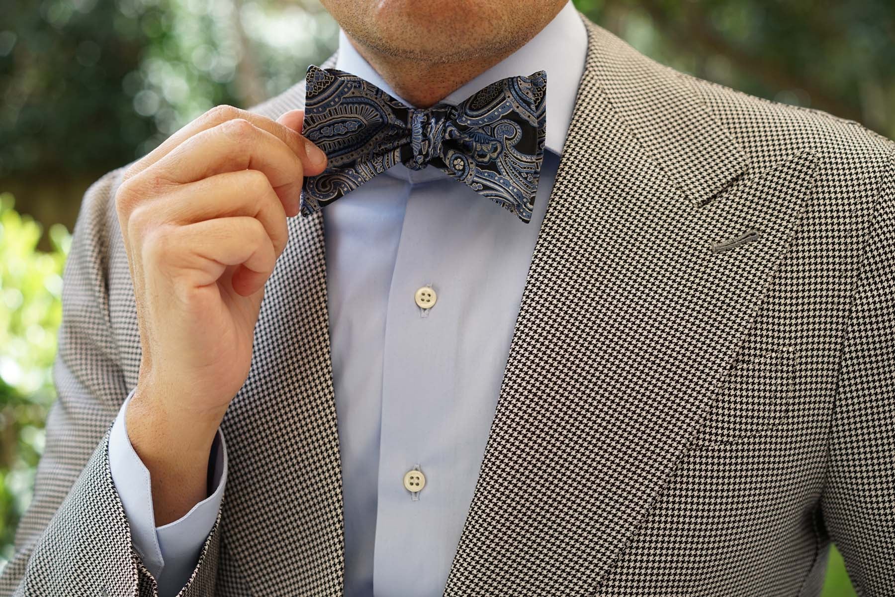 Paisley Blue Bow Ties | Self Tie, Untied | Men Suit Tuxedo | OTAA
