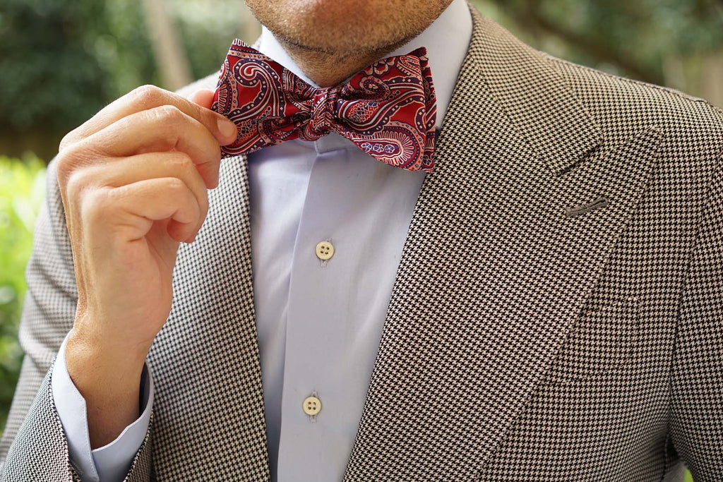 Paisley Red Bow Tie Untied | Luxury Self-Tie Bowtie | Wedding Bow Ties ...