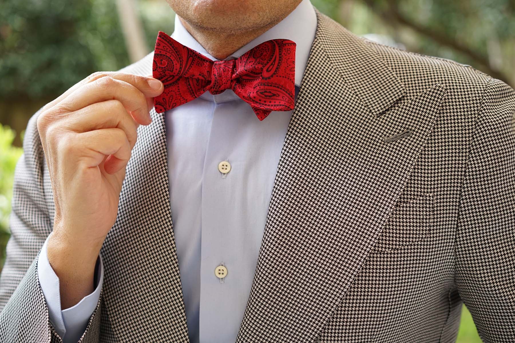 Paisley Red Maroon with Black Bow Tie Untied | Men's Self-Tied Bowtie ...
