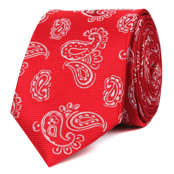Paisley Red Skinny Tie | Thin Narrow Slim Ties | Australia | OTAA