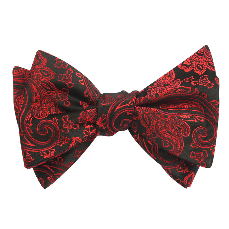 Paisley Red and Black Bow Tie Untied | Luxury Self-Tied Bowtie for Men ...