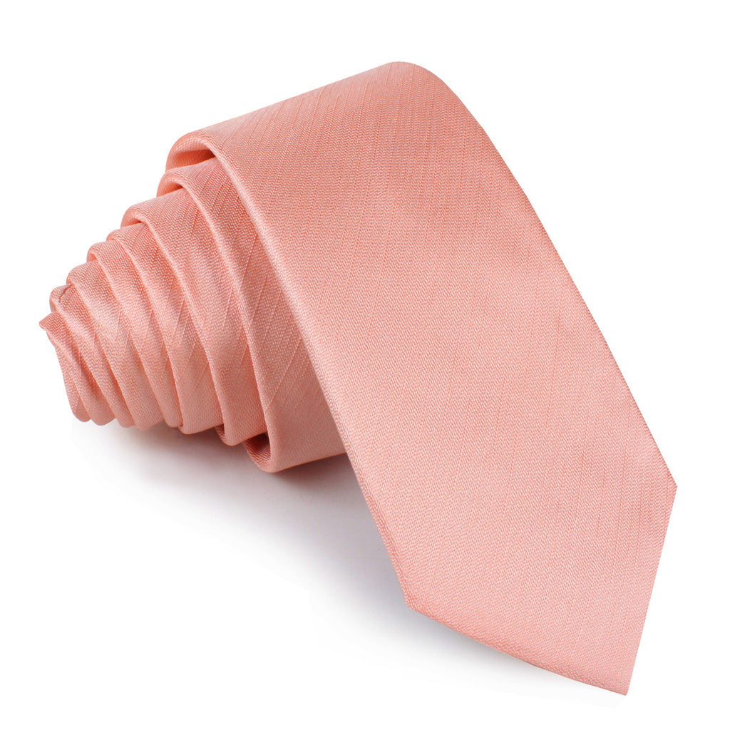 Peach Grain Skinny Tie | Bellini Pink Slim Ties | Mens Wedding Necktie ...