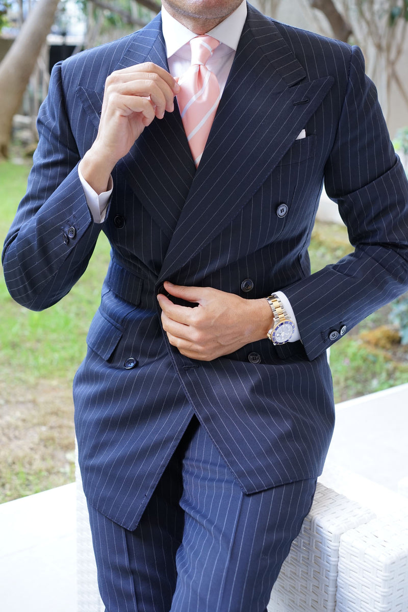 Peach Striped Necktie | Bellini Pink Tie | Wedding Ties for Men Online ...