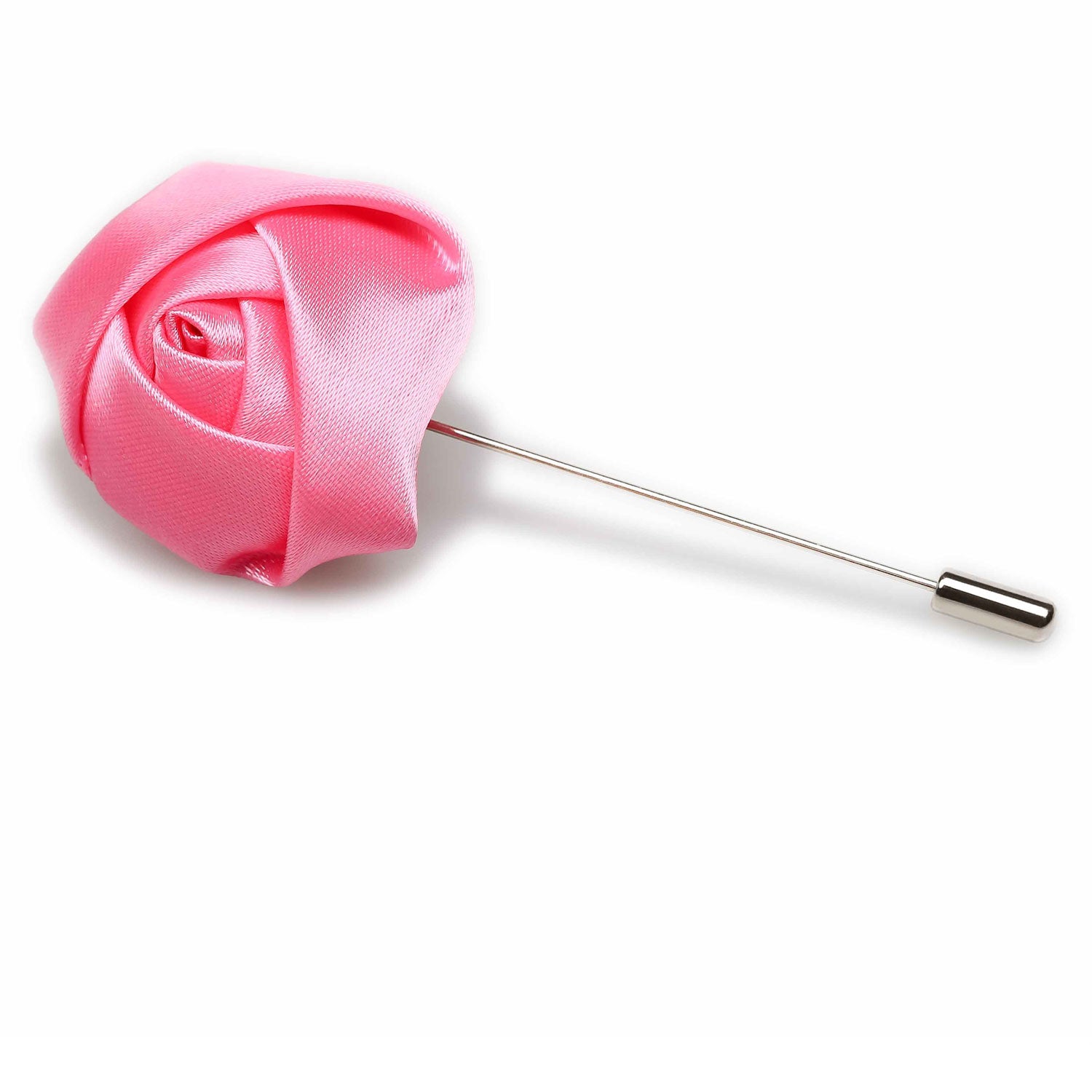 Pink Satin Rose Lapel Pin | Mens Rosebud Flower Boutonniere Suit Pins ...