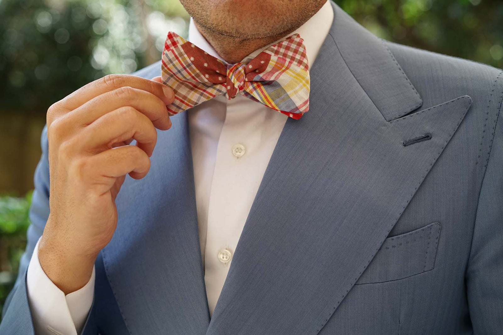Palid Red Gingham Cotton Polka Dot Self Tie Bow Tie | Untied Ties ...