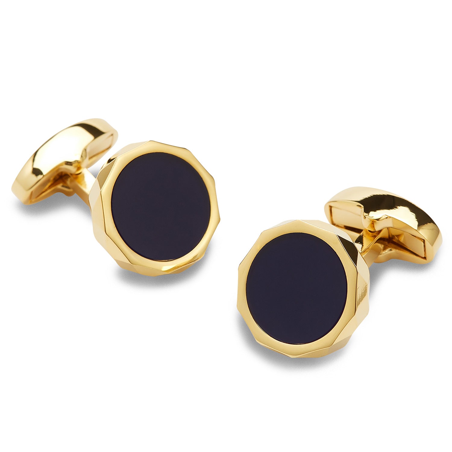 Prince Azure Blue and Gold Cufflinks | Round Gemstone Decagon Cufflink ...