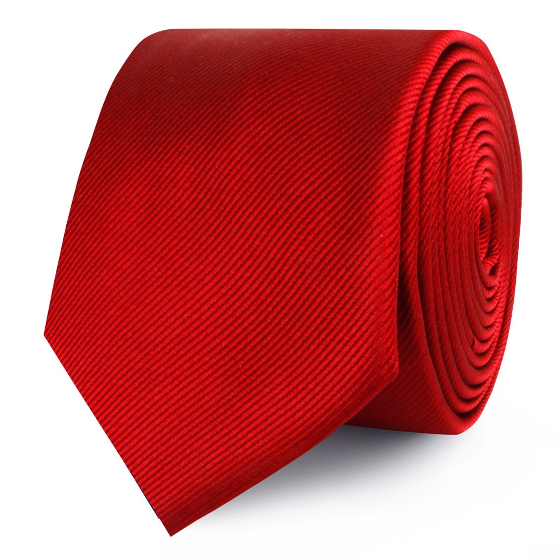 Red Cherry Twill Skinny Tie | Wedding Thin Narrow Slim Ties | OTAA