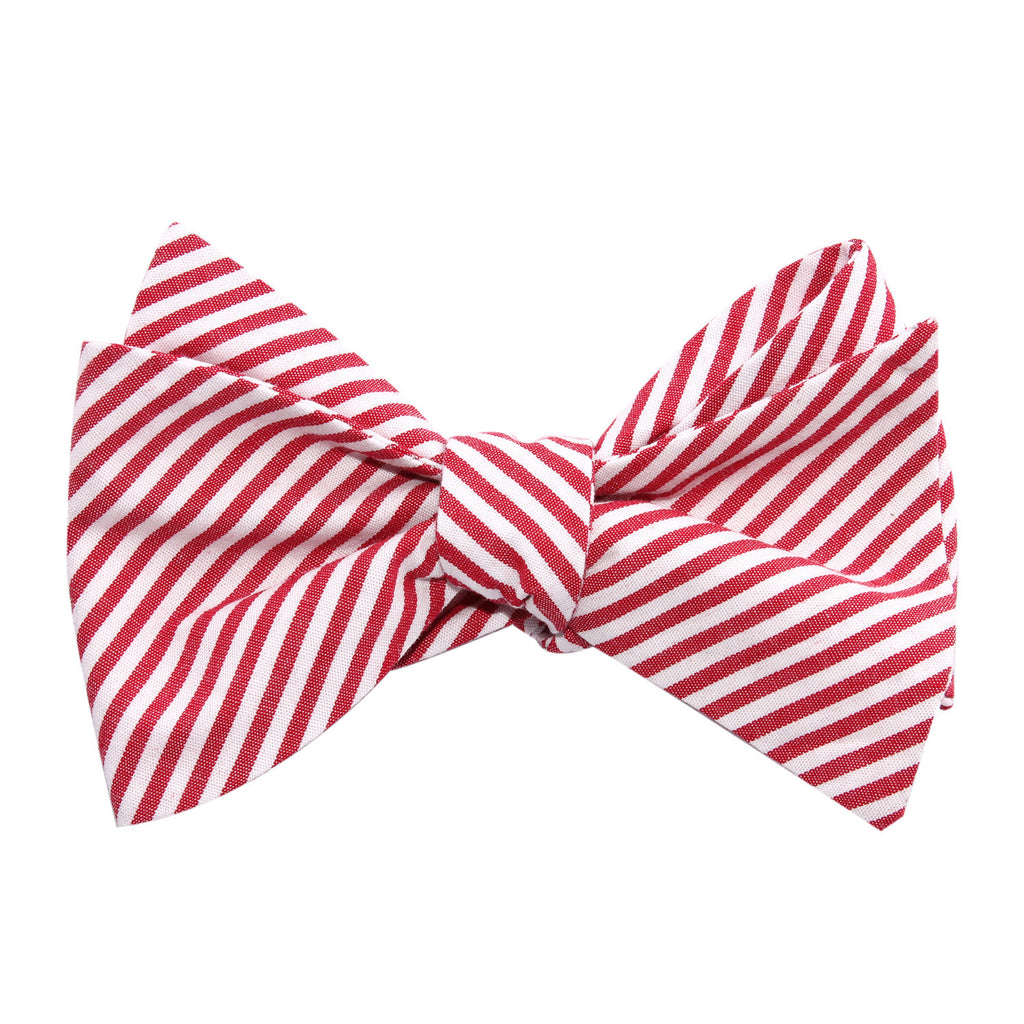 Red and White Chalk Stripe Cotton Self Tie Bow Tie | Men Untied Bowtie ...