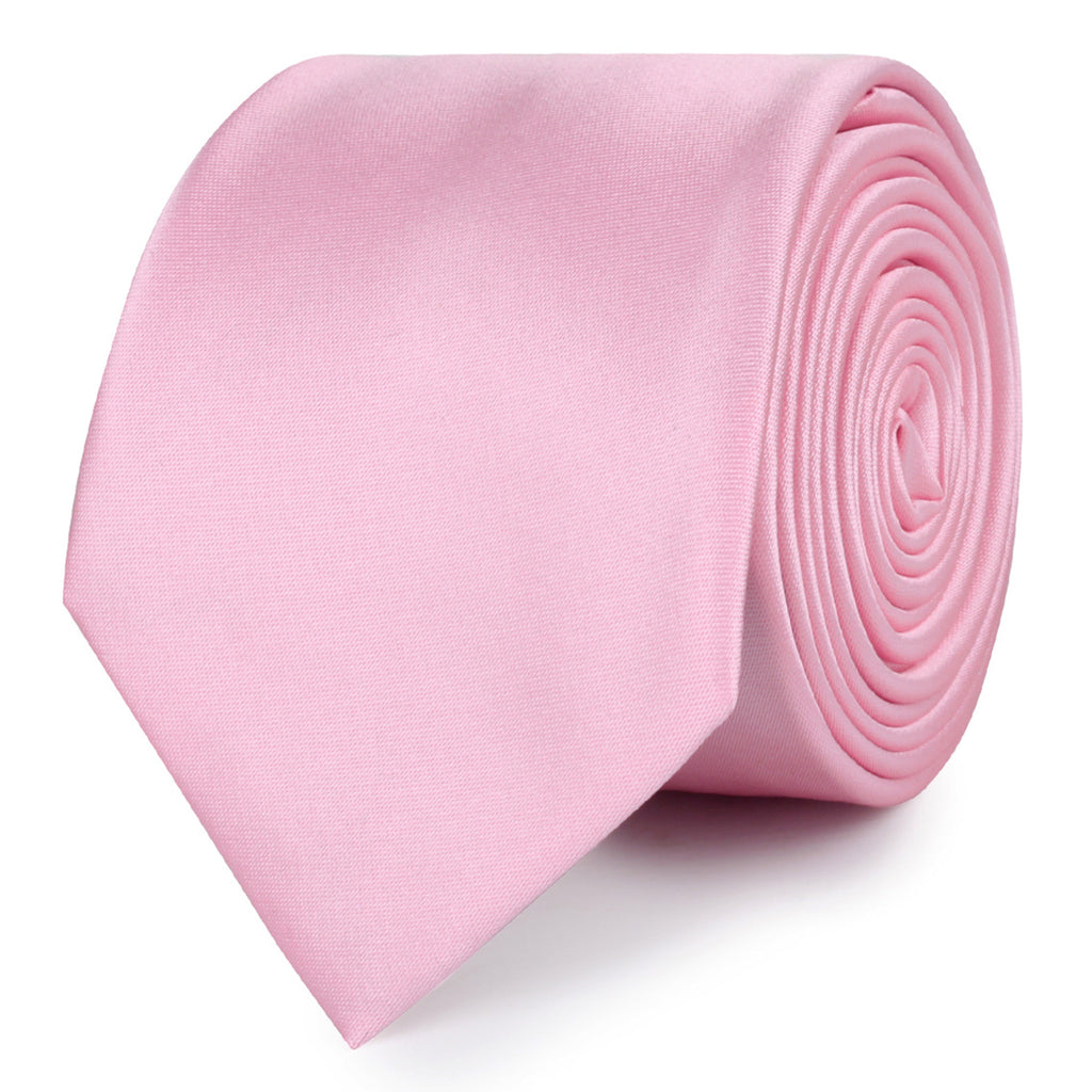 Rose Pink Satin Skinny Tie | Groomsmen Slim Ties | Mens Thin Neckties ...