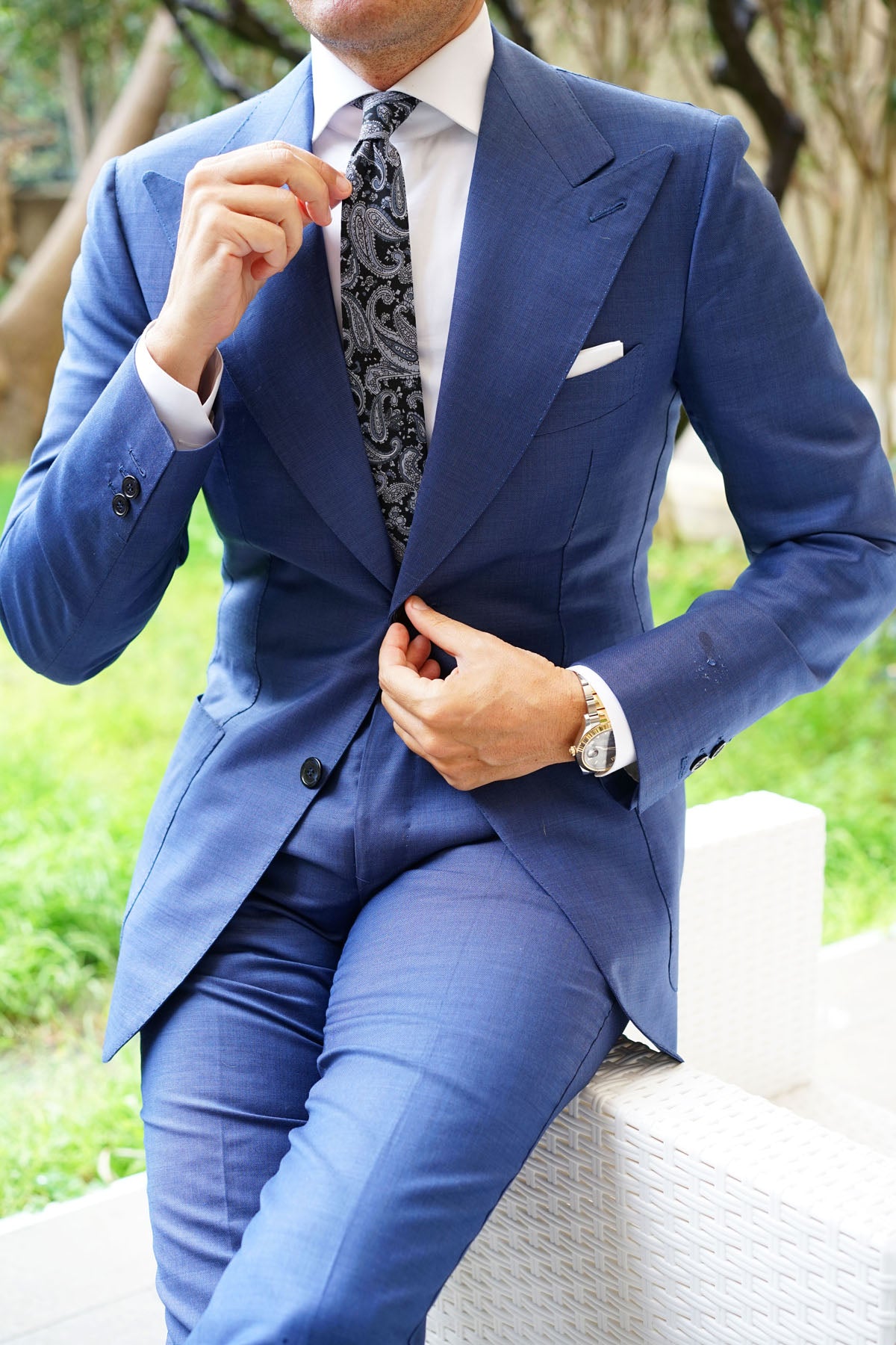 Ross Archipelago Black Paisley Skinny Tie | Designer Slim Ties Necktie ...