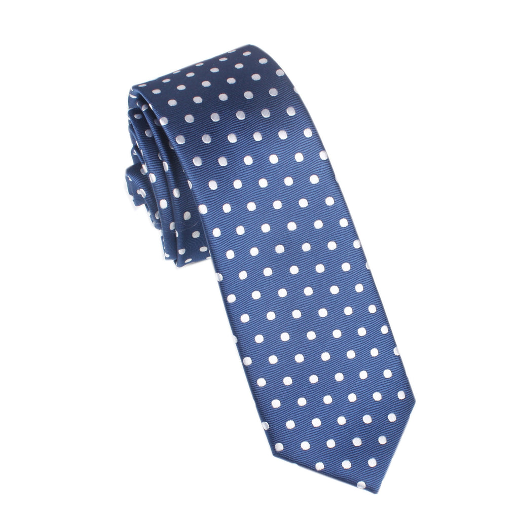 Royal Navy Blue Polka Dots Skinny Tie | Thin Narrow Slim Ties ...