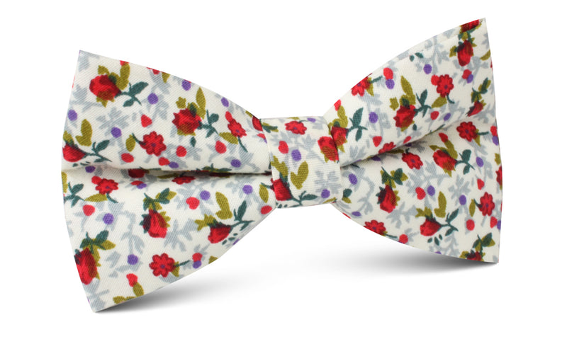 Scarlet Pimpernel Rose Bow Tie | White Floral Bowties Wedding Bow Ties ...