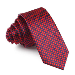 Scarlet Red Houndstooth Skinny Tie | Mens Pattern Slim Ties Necktie AU ...